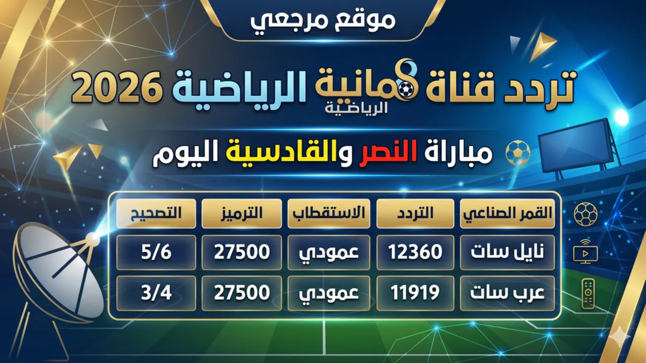 تردد قناة ثمانية الرياضية لمتابعة مواجهة النصر والقادسية بجودة عالية ومجانية